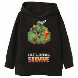 Minecraft gyerek kapucnis pulóver - Create,  Expolre, Survive- 116-os / 6 éves korig