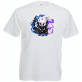 Fehér Így neveld a sárkányodat gyerek rövid ujjú póló - Fényfúria és Fogatlan