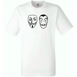 Fehér A nagy pénzrablás férfi rövid ujjú póló - Maszk