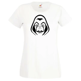 Fehér A nagy pénzrablás női rövid ujjú póló - Salvador Dalí maszk