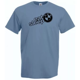 Acélkék BMW férfi rövid ujjú póló - Eat Sleep 