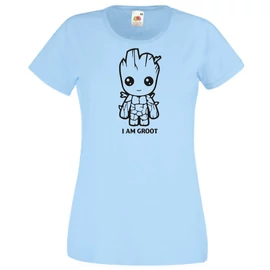 Világoskék I am Groot - Női rövid ujjú póló 