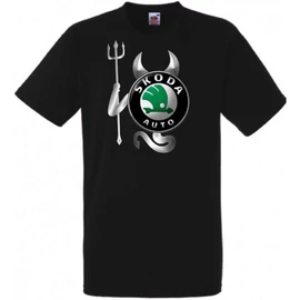 Fekete Skoda férfi rövid ujjú póló - Devil