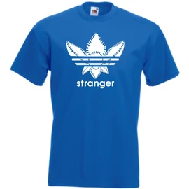 Királykék Stranger Things férfi rövid ujjú póló - Stranger Adidas logo