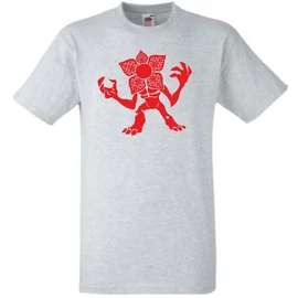 Szürke Stranger Things férfi rövid ujjú póló - Demogorgon