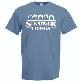 Acélkék Stranger Things férfi rövid ujjú póló - FanArt
