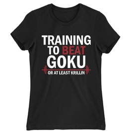 Fekete Dragon Ball női rövid ujjú póló - Training to beat Goku