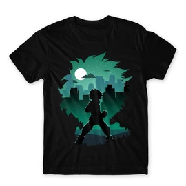Fekete Hősakadémia férfi rövid ujjú póló - Izuku silhouette