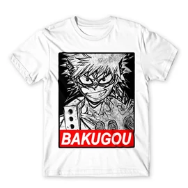 Fehér Hősakadémia férfi rövid ujjú póló - Bakugou