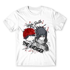 Fehér Naruto férfi rövid ujjú póló - Sasuke Uchiha - The Avenger