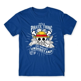 Királykék One Piece férfi rövid ujjú póló - It’s A Pirate Thing