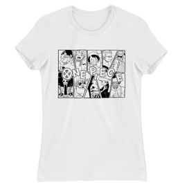 Fehér One Piece női rövid ujjú póló - Black and White