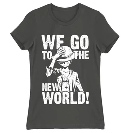 Sötétszürke One Piece női rövid ujjú póló - Luffy Monochrome