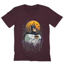 Bordó Batman férfi V-nyakú póló - Batman Comic Grunge