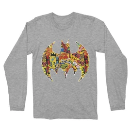 Sportszürke Batman férfi hosszú ujjú póló - Batman Comics Logó