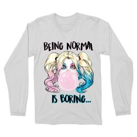 Fehér Harley Quinn férfi hosszú ujjú póló - Being Normal Is Boring