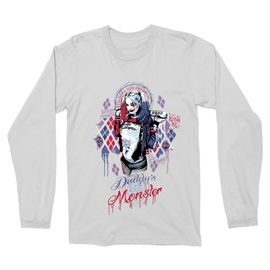 Fehér Harley Quinn férfi hosszú ujjú póló - Graffiti