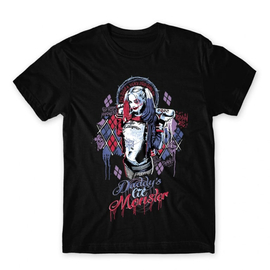 Fekete Harley Quinn férfi rövid ujjú póló - Graffiti