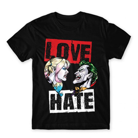 Fekete Harley Quinn férfi rövid ujjú póló - Joker and Harley love