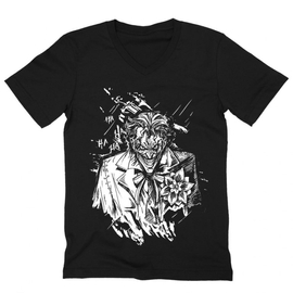 Fekete Joker férfi V-nyakú póló - Joker Grunge