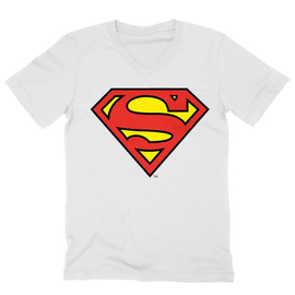 Fehér Superman - férfi V-nyakú póló - Classic Logó