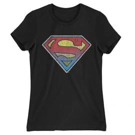 Fekete Superman női rövid ujjú póló - Superman gradient logo