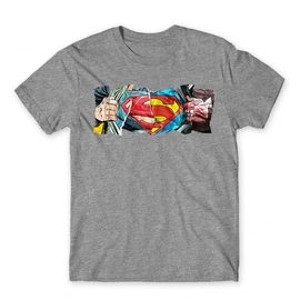 Sportszürke Superman férfi rövid ujjú póló - Superman Comic