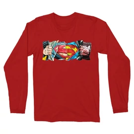 Piros Superman férfi hosszú ujjú póló - Superman Comic