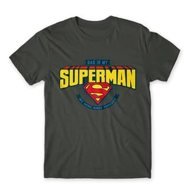 Sötétszürke Dad is my Superman - DC Comics - férfi rövid ujjú póló