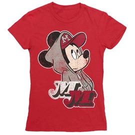 Piros Mickey egér női rövid ujjú póló - Mickey Mouse Hip-Hop