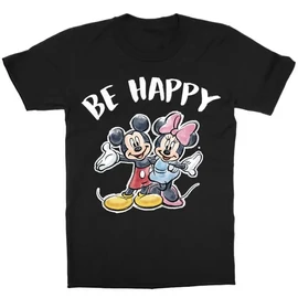 Fekete Minnie gyerek rövid ujjú póló - Minnie and Mickey Be Happy