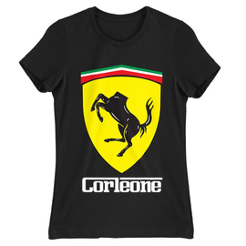 Fekete A Keresztapa női rövid ujjú póló - Corleone Ferrari