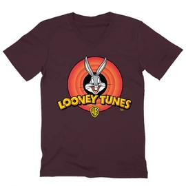 Bordó Bolondos dallamok férfi V-nyakú póló - Bugs Bunny Logo