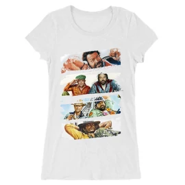 Fehér Bud Spencer női hosszított póló - Bud and Terence posters