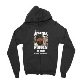Fekete Bud Spencer zipzáros pulóver - Apa Puffin