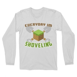 Fehér Minecraft férfi hosszú ujjú póló - Everyday I’m shoveling