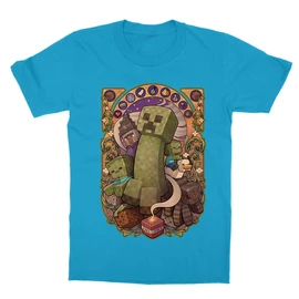 Atollkék Minecraft gyerek rövid ujjú póló - Art Nouveau