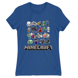 Királykék Minecraft női rövid ujjú póló - Minecraft characters