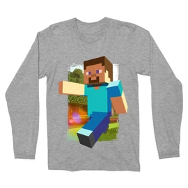 Sportszürke Minecraft férfi hosszú ujjú póló - Clipart