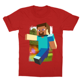 Piros Minecraft gyerek rövid ujjú póló - Clipart