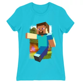 Atollkék Minecraft női rövid ujjú póló - Clipart