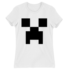 Fehér Minecraft női rövid ujjú póló - Creeper face