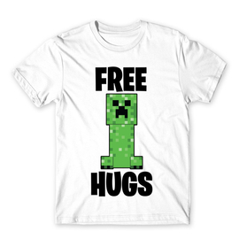 Fehér Minecraft férfi rövid ujjú póló - Creeper free hugs