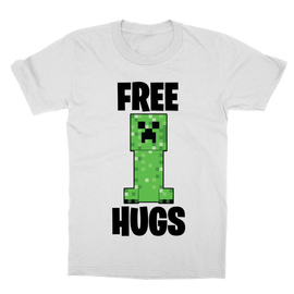 Fehér Minecraft gyerek rövid ujjú póló - Creeper free hugs