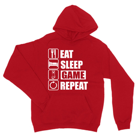 Piros Minecraft unisex kapucnis pulóver - Eat, sleep, game, repeat