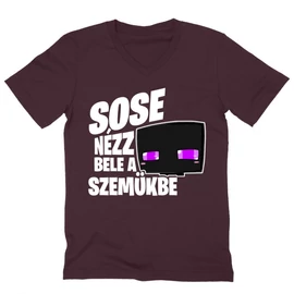 Bordó Minecraft férfi V-nyakú póló - Sose nézz bele a szemükbe – Enderman