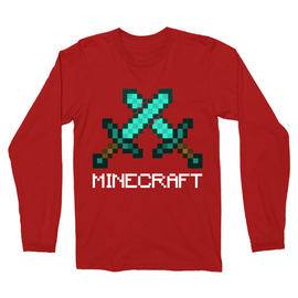 Piros Minecraft férfi hosszú ujjú póló - Swords