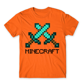 Narancs férfi rövid ujjú póló - Minecraft swords