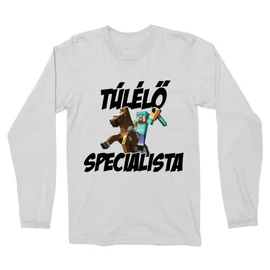 Fehér Minecraft férfi hosszú ujjú póló - Túlélő specialista