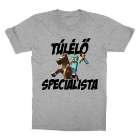 Sportszürke Minecraft gyerek rövid ujjú póló - Túlélő specialista